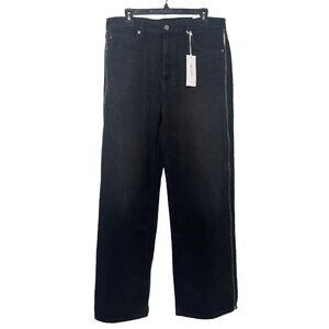 AG Adriano Goldschmied Kora Jeans Size 31 Demure Black Moto High Rise Wide Leg